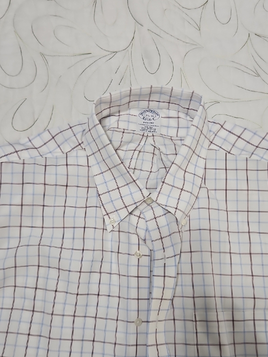 Brooks Brothers Other - Brooks Brothers White Button-Down Shirt with Blue and Brown Plaid